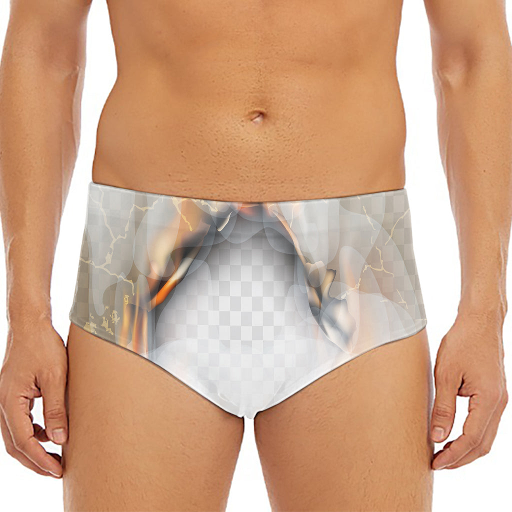 Burning Hole Print Men's Triangle Swim Briefs