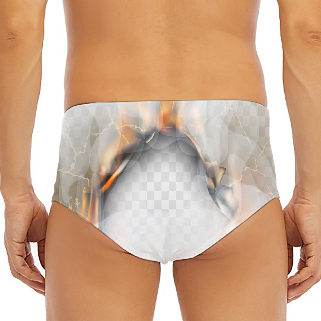 Burning Hole Print Men's Triangle Swim Briefs
