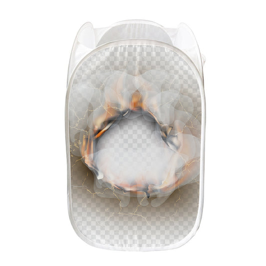 Burning Hole Print Mesh Laundry Hamper