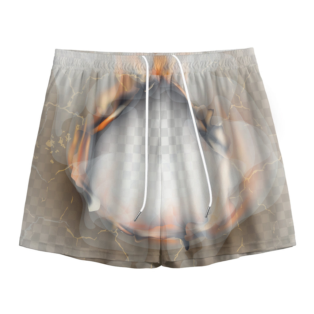 Burning Hole Print Mesh Shorts