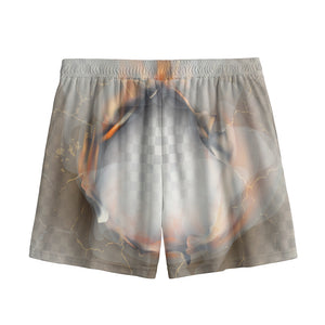 Burning Hole Print Mesh Shorts