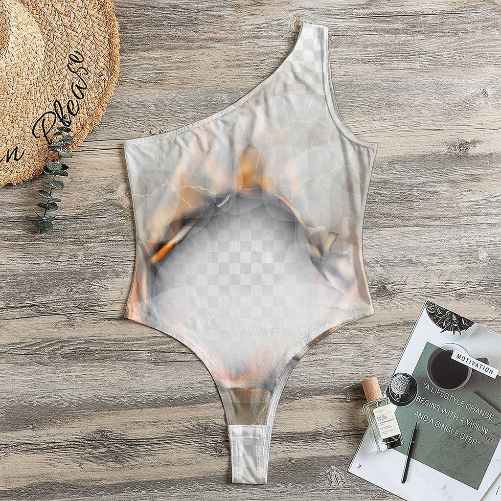 Burning Hole Print One Shoulder Bodysuit