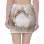 Burning Hole Print Pencil Mini Skirt