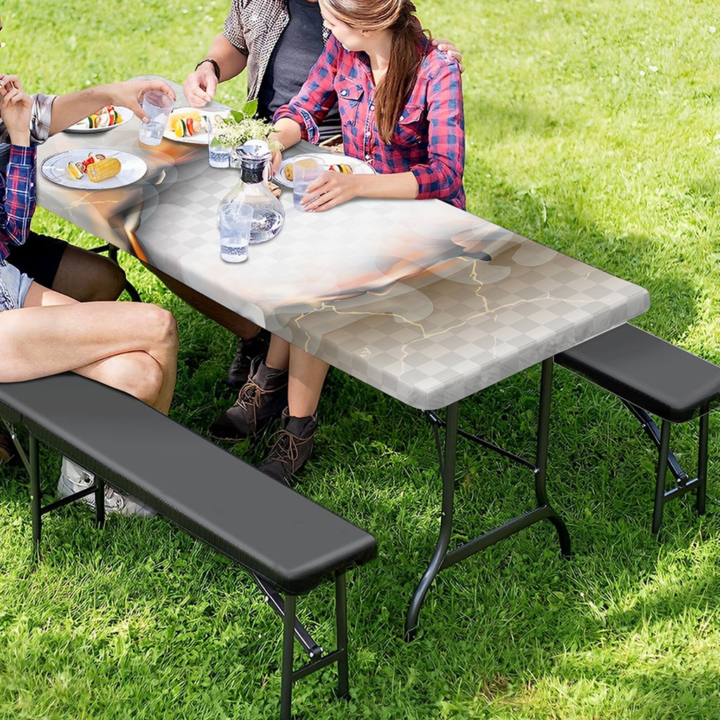 Burning Hole Print Picnic Table Cover