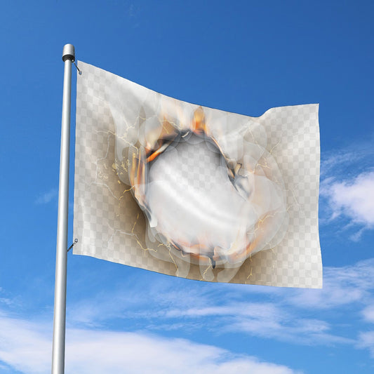 Burning Hole Print Polyester Flag