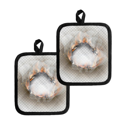 Burning Hole Print Pot Holders