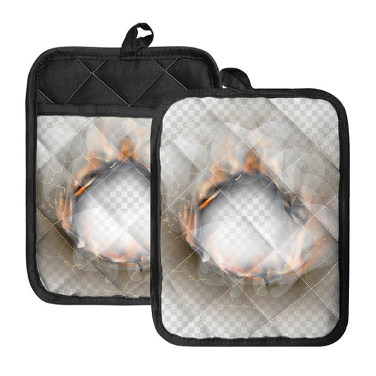 Burning Hole Print Pot Holders With Pocket