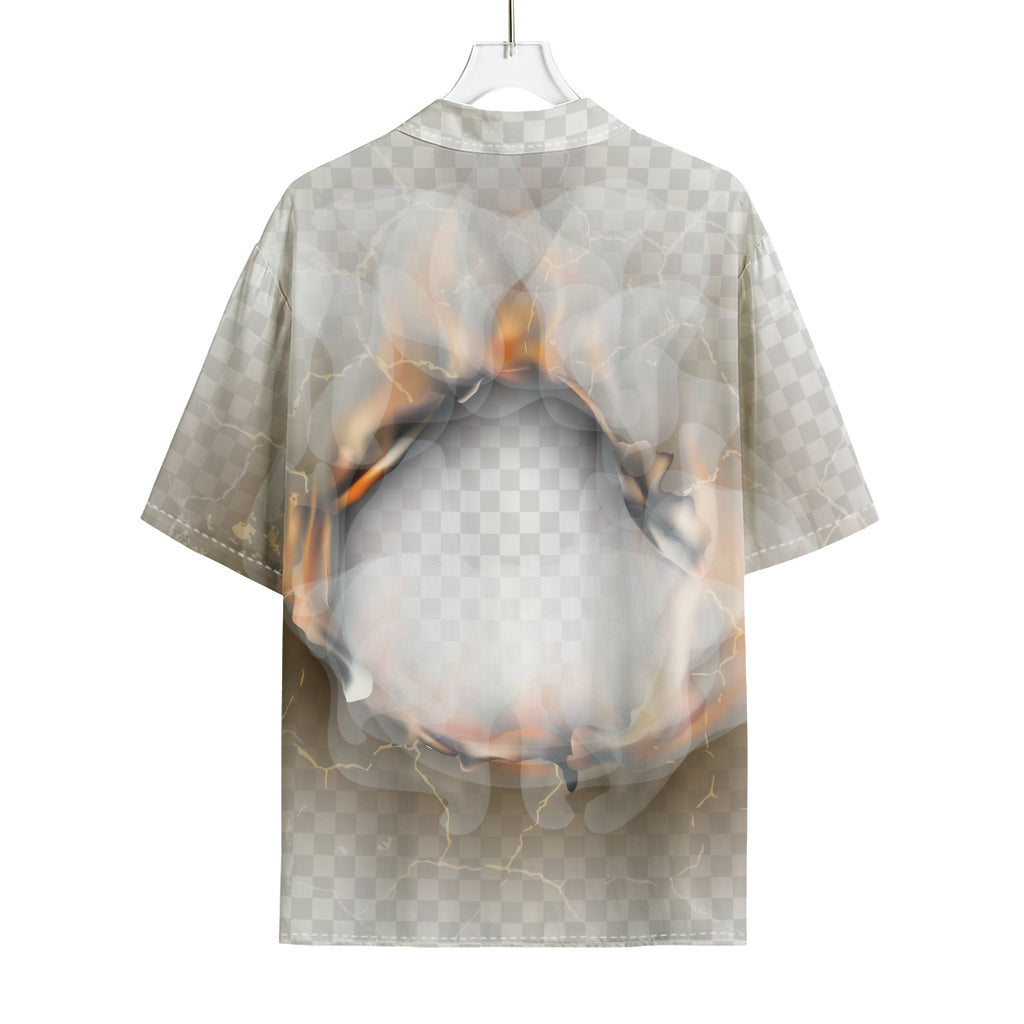 Burning Hole Print Rayon Hawaiian Shirt