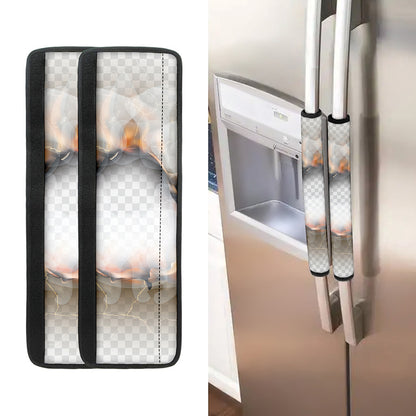 Burning Hole Print Refrigerator Handle Covers