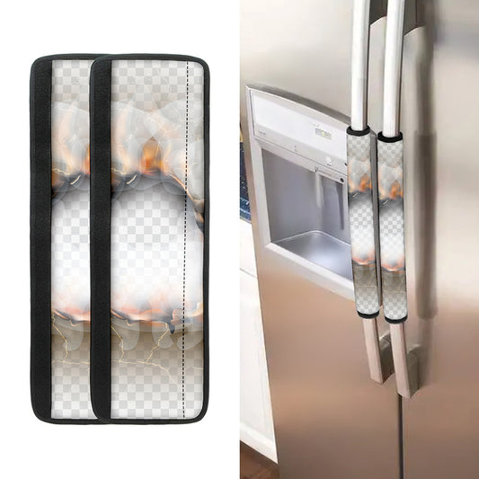 Burning Hole Print Refrigerator Handle Covers