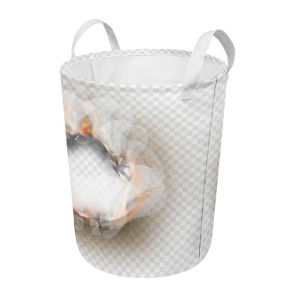 Burning Hole Print Round Laundry Basket