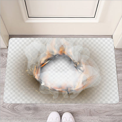 Burning Hole Print Rubber Doormat