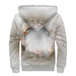 Burning Hole Print Sherpa Lined Zip Up Hoodie