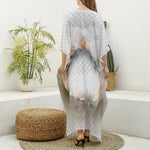 Burning Hole Print Silk V-Neck Kaftan Dress