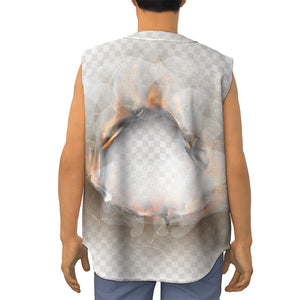 Burning Hole Print Sleeveless Baseball Jersey