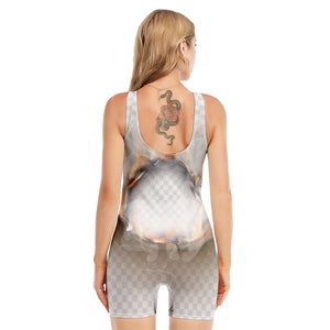 Burning Hole Print Sleeveless One Piece Swimsuit