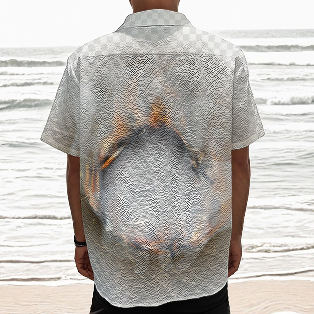 Burning Hole Print Textured Short Sleeve Shirt