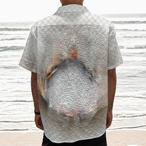 Burning Hole Print Textured Short Sleeve Shirt