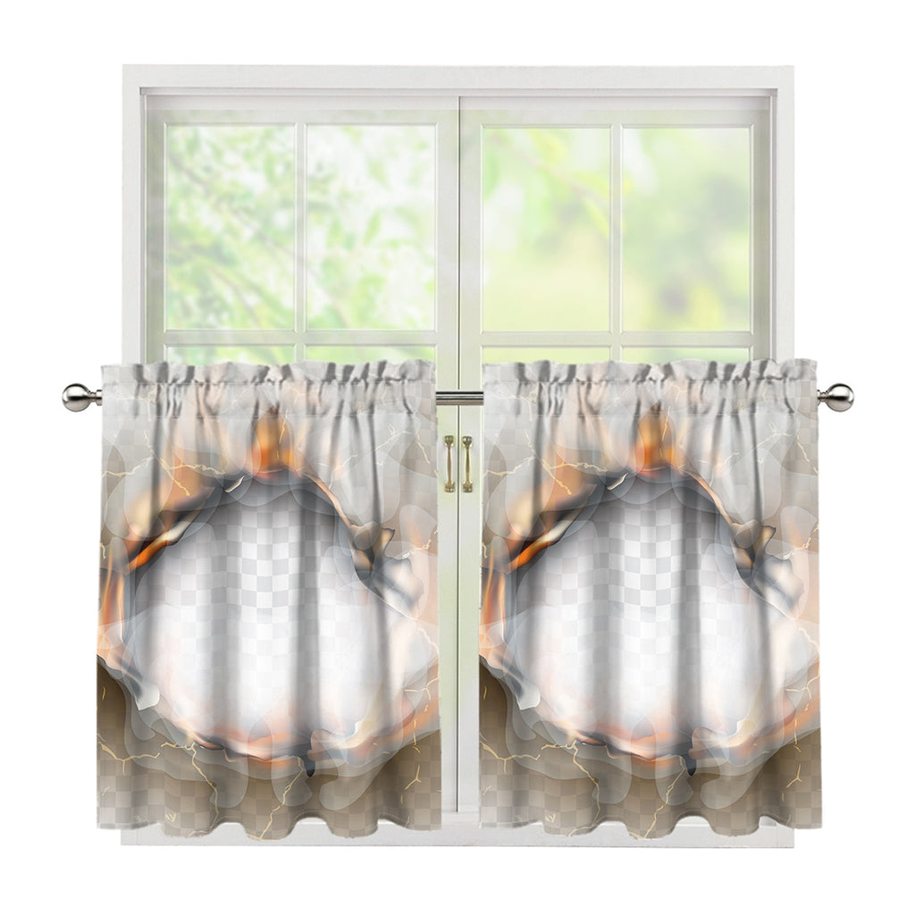 Burning Hole Print Tier Curtains