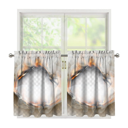 Burning Hole Print Tier Curtains