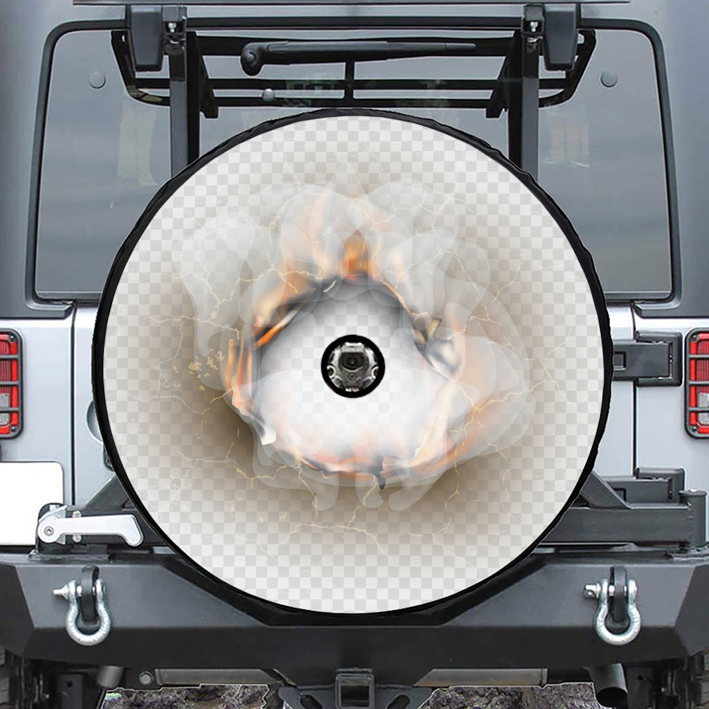 Burning Hole Print Tire Cover With Camera Hole