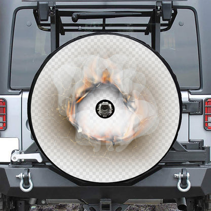Burning Hole Print Tire Cover With Camera Hole