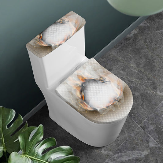 Burning Hole Print Toilet Lid And Tank Cover Set
