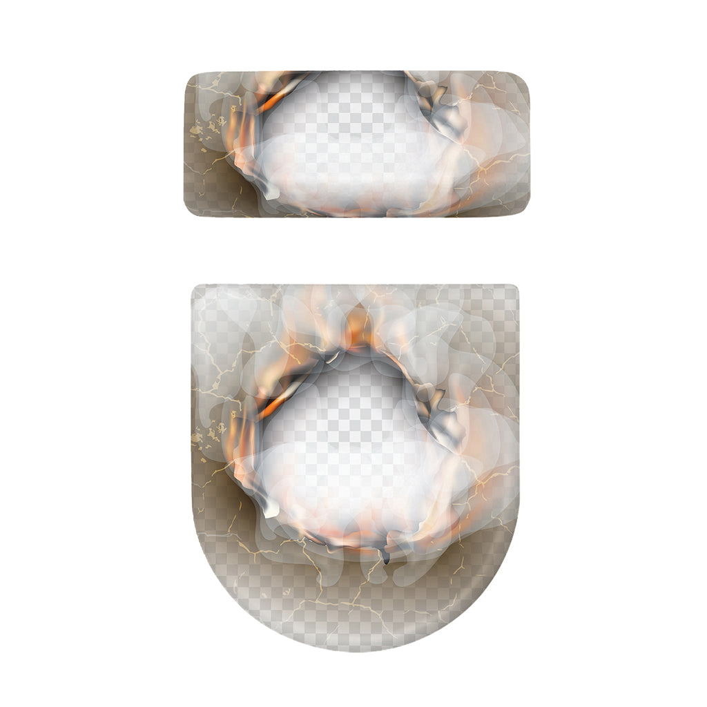 Burning Hole Print Toilet Lid And Tank Cover Set