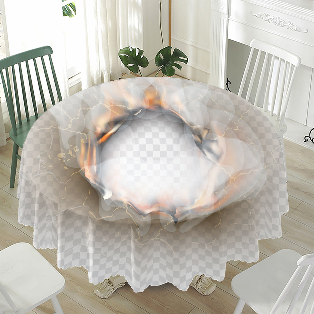 Burning Hole Print Waterproof Round Tablecloth