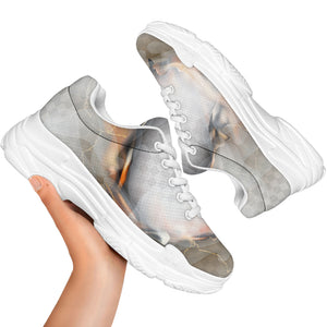 Burning Hole Print White Chunky Shoes