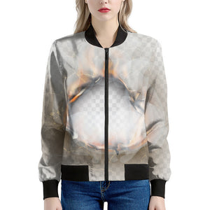 Burning Hole Print Women's Bomber Jacket