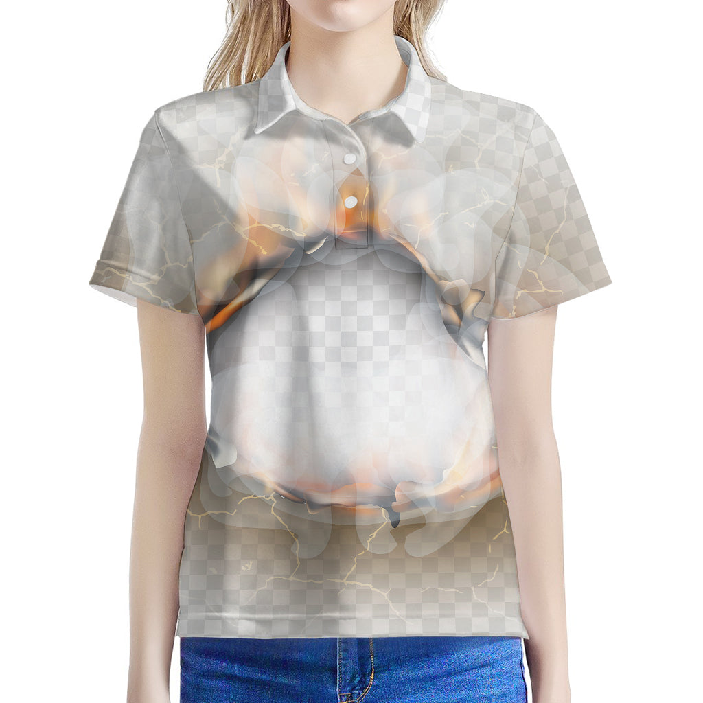 Burning Hole Print Women's Polo Shirt