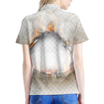 Burning Hole Print Women's Polo Shirt