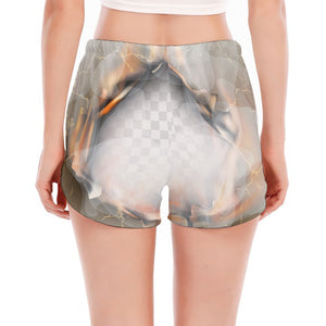 Burning Hole Print Women's Split Running Shorts