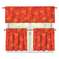 Burning Japanese Flame Pattern Print 3 Piece Kitchen Curtains