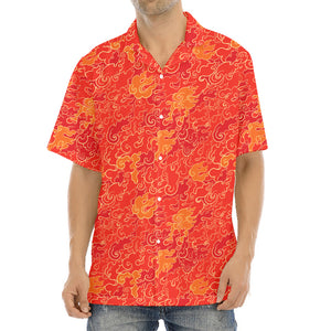 Burning Japanese Flame Pattern Print Aloha Shirt