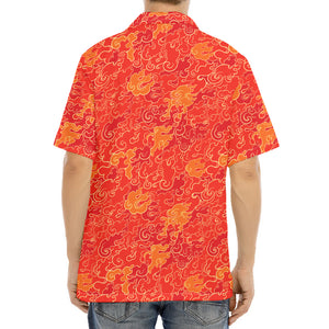 Burning Japanese Flame Pattern Print Aloha Shirt