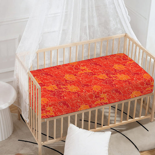 Burning Japanese Flame Pattern Print Baby Crib Sheet