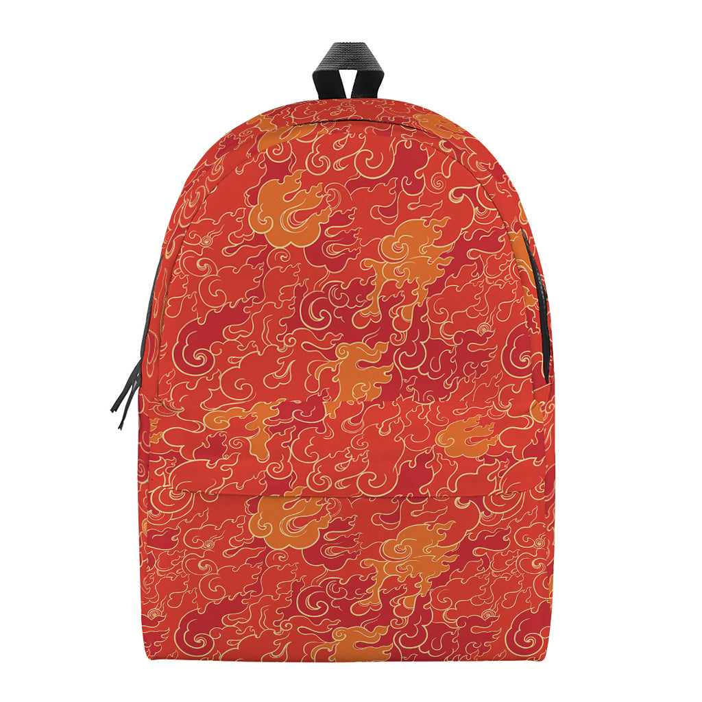 Burning Japanese Flame Pattern Print Backpack