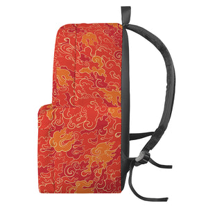 Burning Japanese Flame Pattern Print Backpack