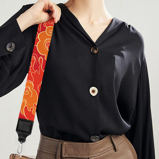 Burning Japanese Flame Pattern Print Bag Strap