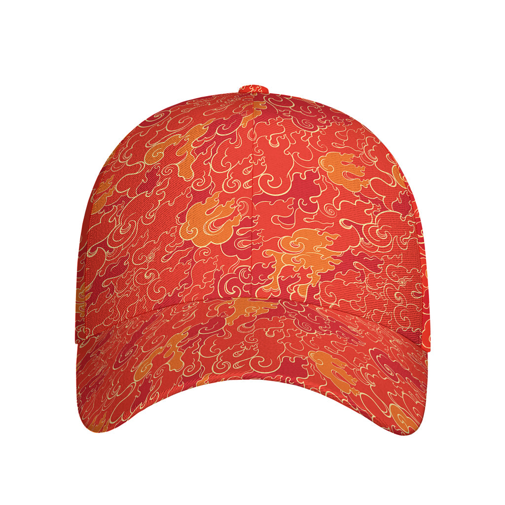 Burning Japanese Flame Pattern Print Baseball Cap