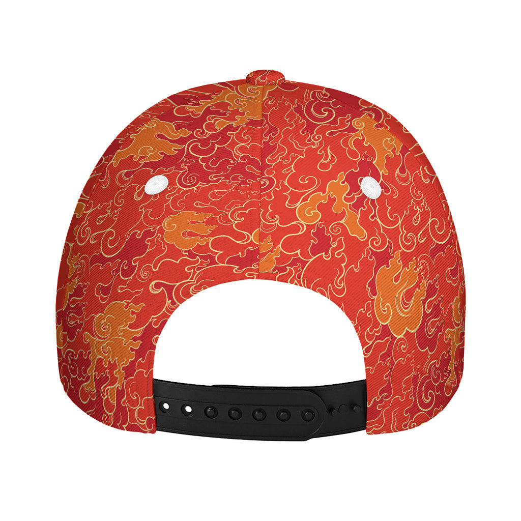 Burning Japanese Flame Pattern Print Baseball Cap