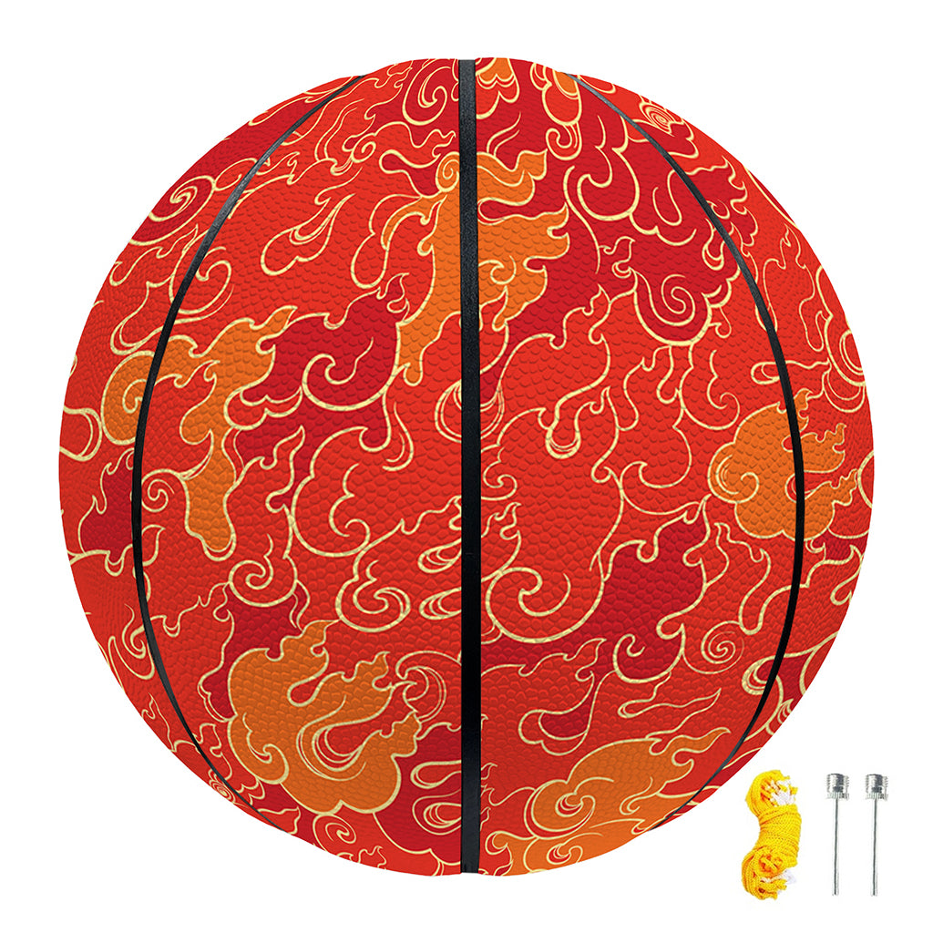 Burning Japanese Flame Pattern Print Basketball