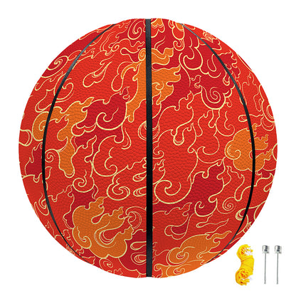 Burning Japanese Flame Pattern Print Basketball