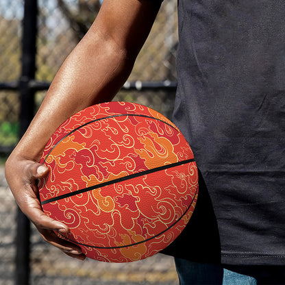 Burning Japanese Flame Pattern Print Basketball