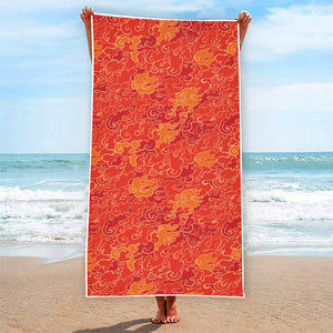 Burning Japanese Flame Pattern Print Beach Towel