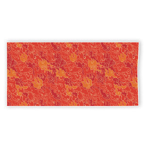 Burning Japanese Flame Pattern Print Beach Towel