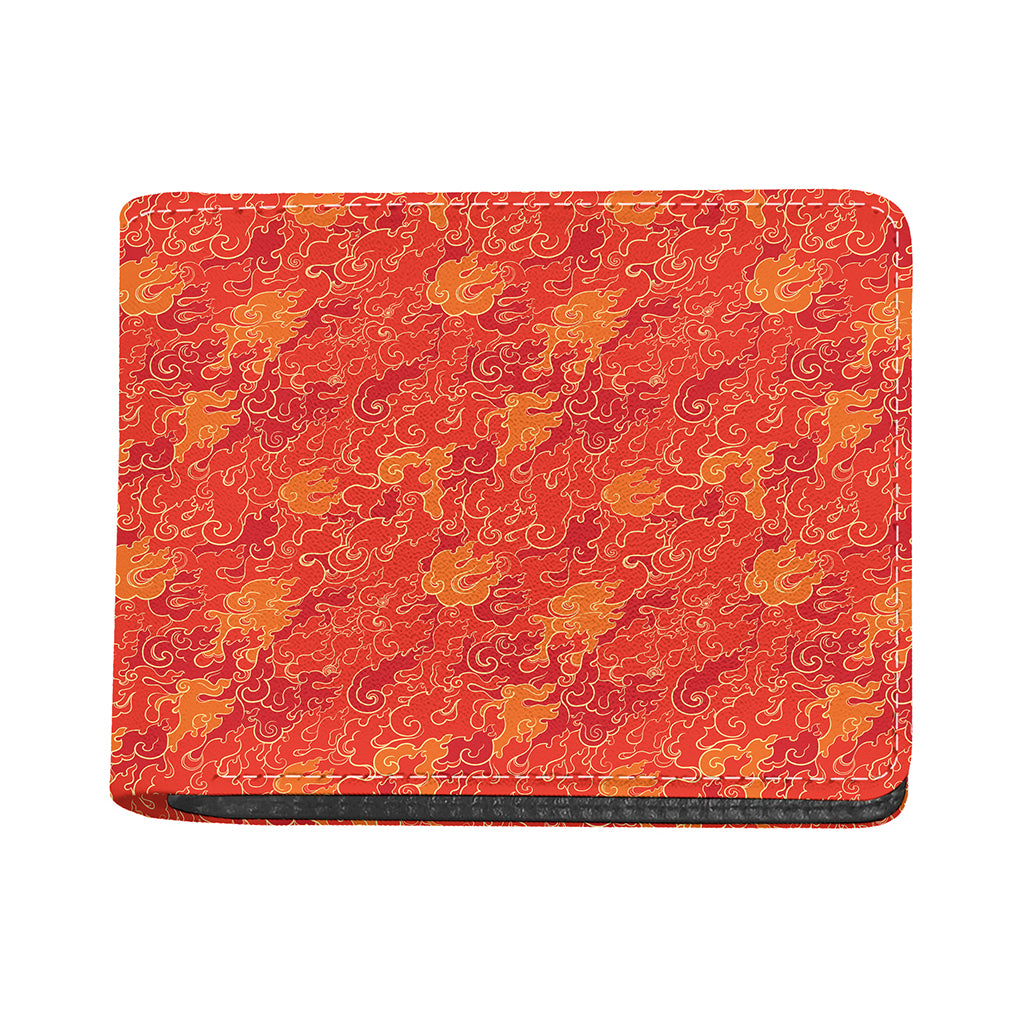 Burning Japanese Flame Pattern Print Bifold Wallet