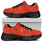 Burning Japanese Flame Pattern Print Black Chunky Shoes